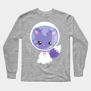 Space Cat, Cute Cat, Astronaut, Cosmonaut, Space Long Sleeve T-Shirt